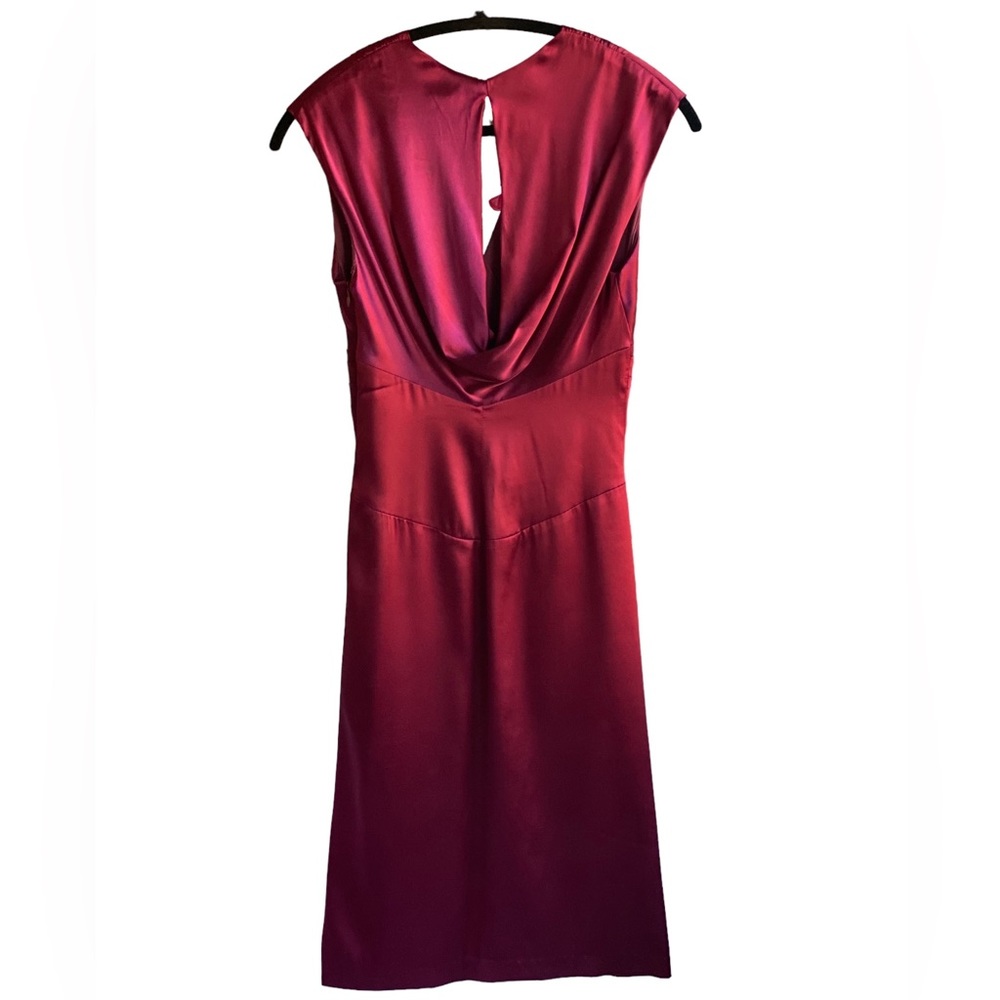 Nicole Miller Collection Silk Sheath Cocktail Dress, Burgundy, size 6 - Picture 2 of 12